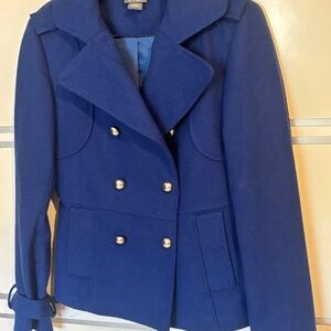 Dots Women’s Jacket Double Breasted Royal Blue Sz Medium